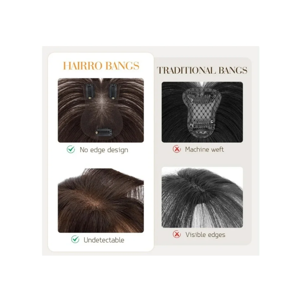 Clip In Bangs Remy Human Hair Topper Dark Brown #02 3D Wispy Bangs 11in Brunette